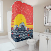 夕焼けの紅海が美芸術品を気取ったしい シャワーカーテン (インサイチュ)