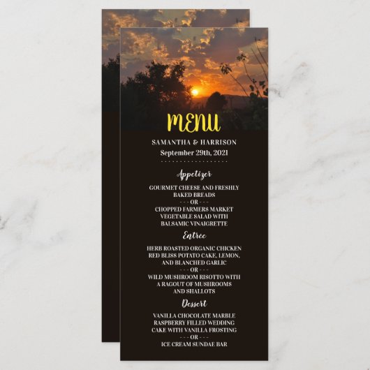 夕焼けの結婚式、農村風結婚式 メニュー (正面/裏面)