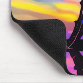 夕焼けの美しいエッフェル白熱［赤熱］光を放つタワー マウスパッド (コーナー)