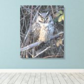 夕焼けの美しい長耳フクロウ キャンバスプリント (インサイチュ (ウッドフロア))