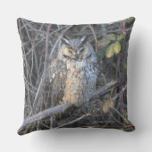 夕焼けの美しい長耳フクロウ クッション (裏面)