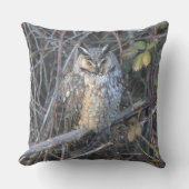 夕焼けの美しい長耳フクロウ クッション (正面)
