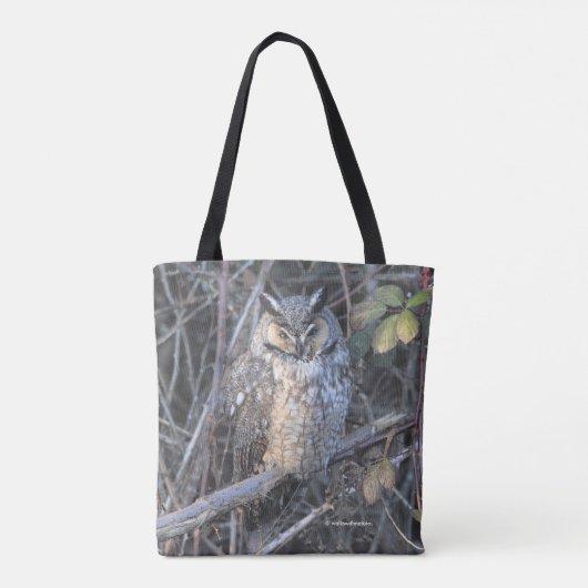 夕焼けの美しい長耳フクロウ トートバッグ (裏面)