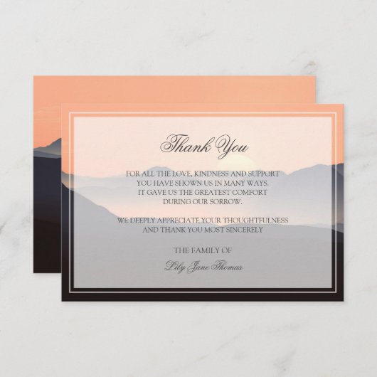 夕焼けの葬儀サンキューカード |記念カード サンキューカード (正面/裏面)