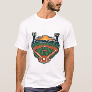 夕焼けの野球場スタジアムライト Tシャツ