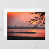 夕焼けはがきのノーフォーク風車 ポストカード (正面/裏面)