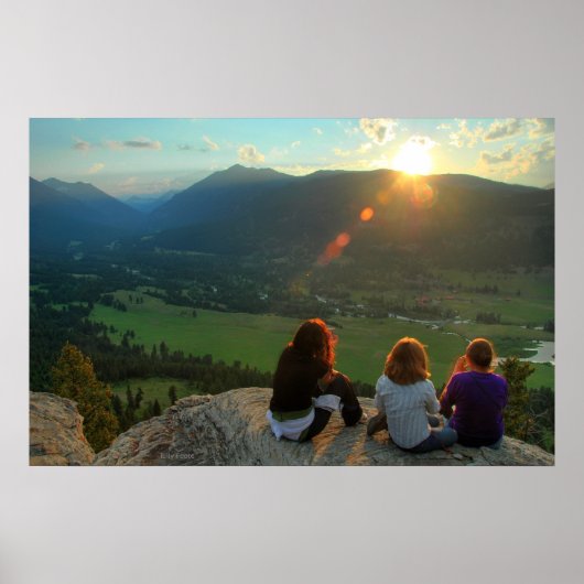 夕焼けを楽しむ ポスター (正面)