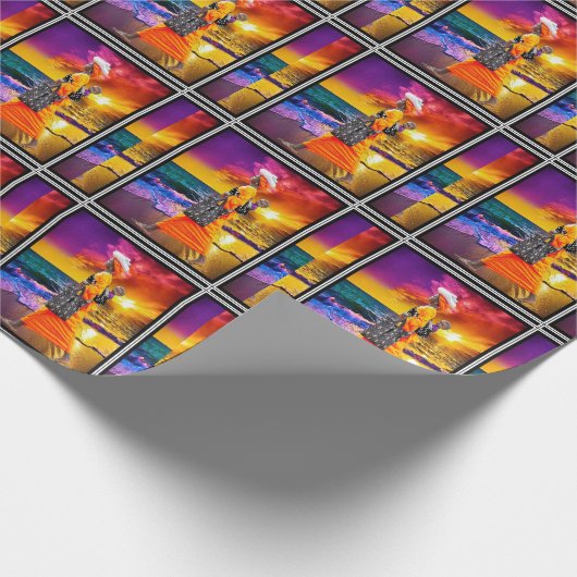 夕焼けを眺める ラッピングペーパー (角)