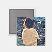 夕焼けを見る少年 マグネット (正面/裏面)