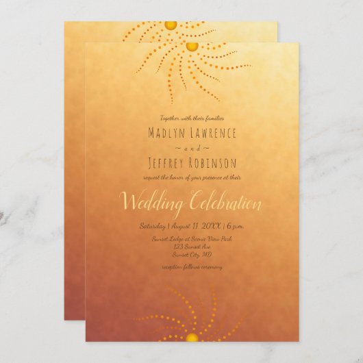 夕焼けグラデーション晴れ点マンダラ結婚ズ 招待状 (正面/裏面)