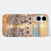 夕焼けビーチの可愛い歌う猫 iPhoneケース Case-Mate iPhoneケース (裏面 (横))
