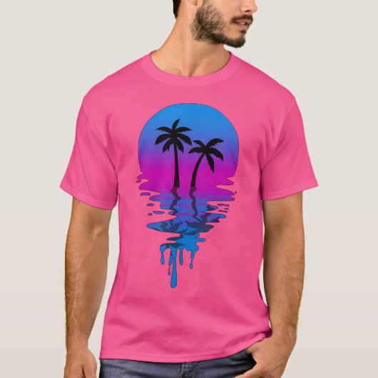 夕焼けヤシの木 Tシャツ (正面)