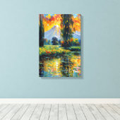 夕焼け反射鮮やか景観印象派 キャンバスプリント (インサイチュ (ウッドフロア))