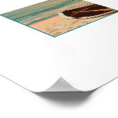 夕焼け時のビーチボート ポスター (角)