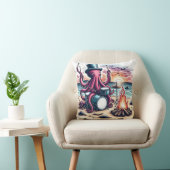 夕焼け時のビーチ焚き火でタコを叩く クッション (椅子)