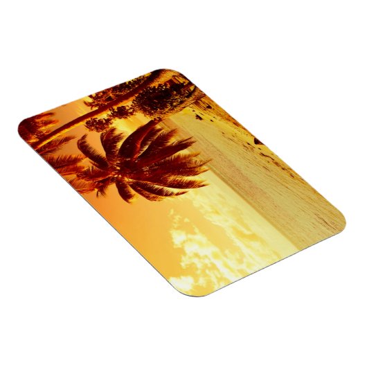 夕焼け時の熱帯ヤシの木の長方形の磁石 マグネット (右側)