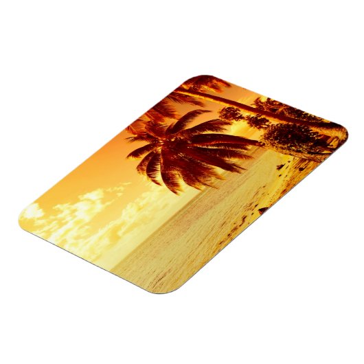 夕焼け時の熱帯ヤシの木の長方形の磁石 マグネット (左側)
