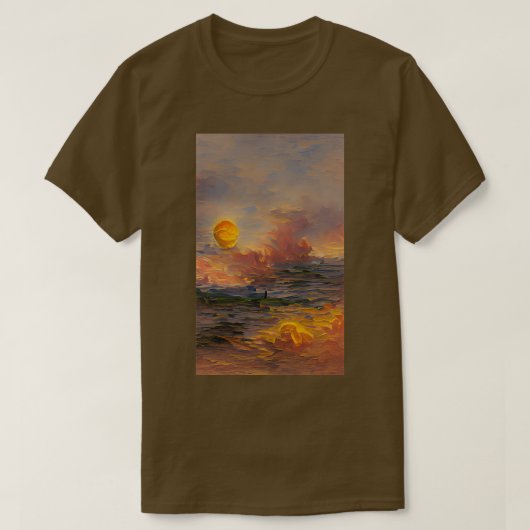 夕焼け油絵美素晴らし術 Tシャツ (デザイン正面)