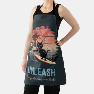 夕焼け波に乗る猫 エプロン