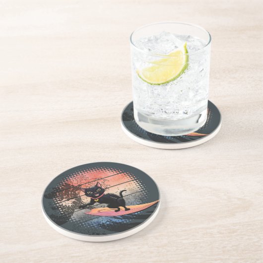 夕焼け波に乗る猫 コースター (側面)