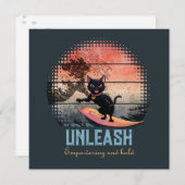 夕焼け波に乗る猫 シーズンカード (正面/裏面)