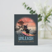 夕焼け波に乗る猫 シーズンポストカード (スタンド正面)