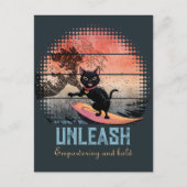 夕焼け波に乗る猫 シーズンポストカード (正面)