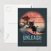 夕焼け波に乗る猫 ポストカード (正面/裏面)