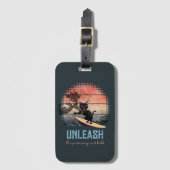 夕焼け波に乗る猫 ラゲッジタグ (正面縦)