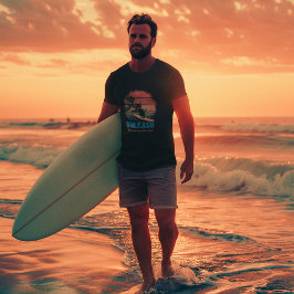 夕焼け波に乗る猫 Tシャツ