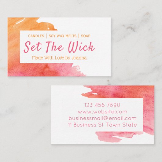 夕焼け色手作り大豆メルトキャンドル石鹸 名刺 (正面/裏面)