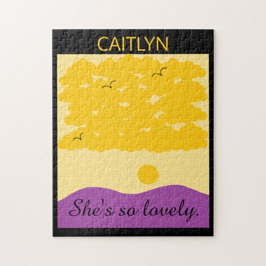 夕焼け雲の紫の丘 ジグソーパズル (縦)