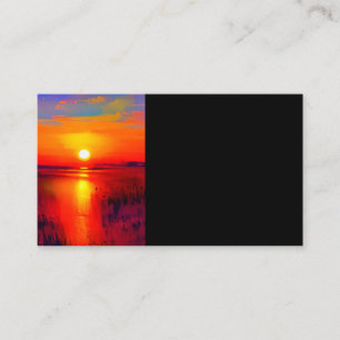 夕焼け風景油画素晴らし画 名刺