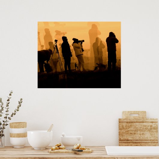 夕焼け – 夕暮れ時に鵞鳥を撮影 ポスター (キッチン)