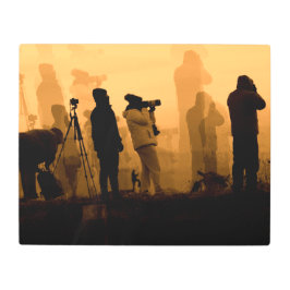 夕焼け – 夕暮れ時に鵞鳥を撮影 メタルプリント