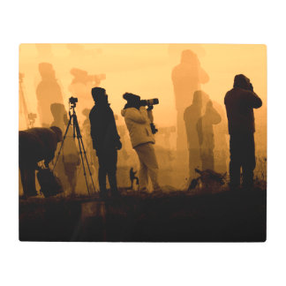 夕焼け – 夕暮れ時に鵞鳥を撮影 メタルプリント