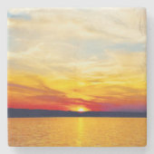夕焼け、穏やかさ、美しい夕焼け ストーンコースター (正面)