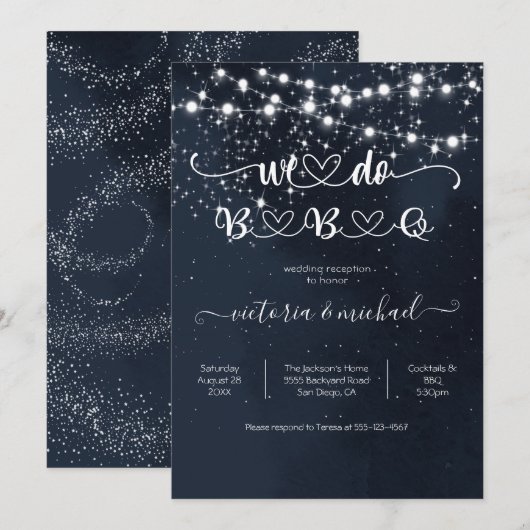 夕空のイルミネーション 私たちとBBQをしよう 招待状 (正面/裏面)