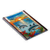 夕陽にジャンプするイルカ ノートブック (右側)