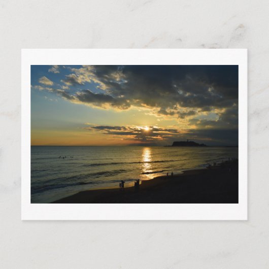 夕陽を眺める: 日本 江ノ島 ポストカード (正面)