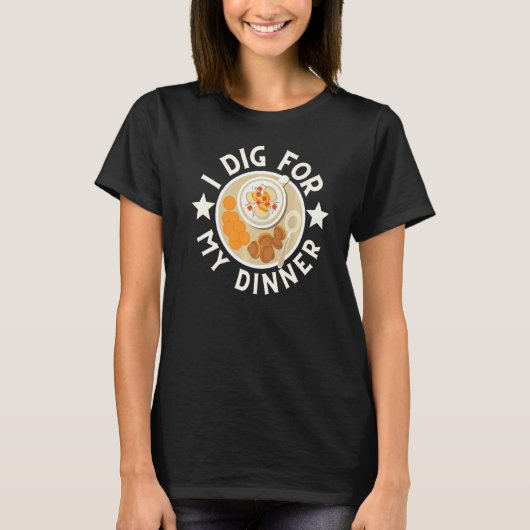 夕食のために掘るカニとクラム Tシャツ (正面)