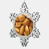 夕食のバスケット転が スノーフレークピューターオーナメント (右)