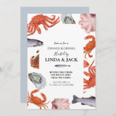 夕食のパーティの招待状のシーフードのテーマ 招待状 (正面/裏面)