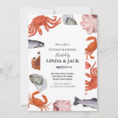 夕食のパーティの招待状のシーフードのテーマ 招待状 (正面)