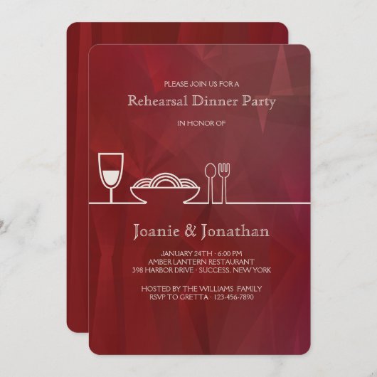 夕食のパーティの招待状 招待状 (正面/裏面)