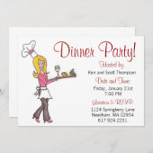 夕食のパーティの招待状 招待状 (正面/裏面)