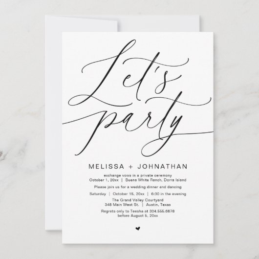 夕食の後パーティーを楽しく過結婚ごそう 招待状 (正面)