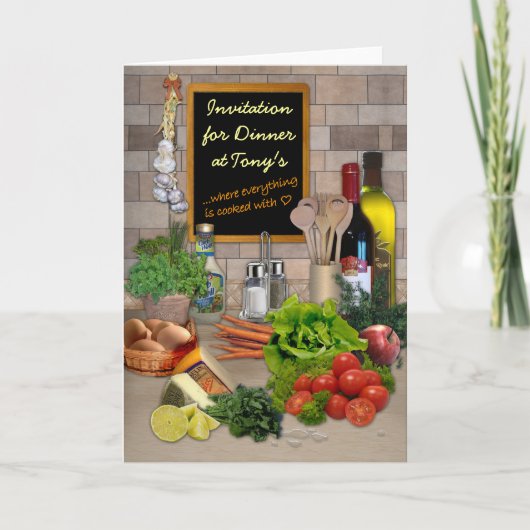 夕食の招待状(カスタマイズ可能な) 招待状 (正面)