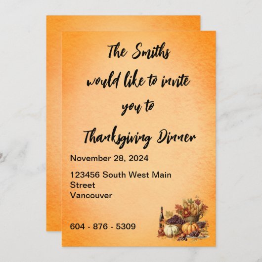 夕食の招待状 招待状 (正面/裏面)