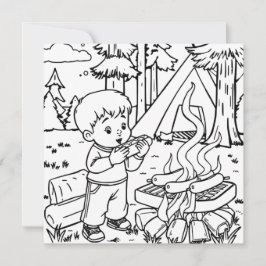 夕食の時間 | 子供のキャンプ塗り絵ページ